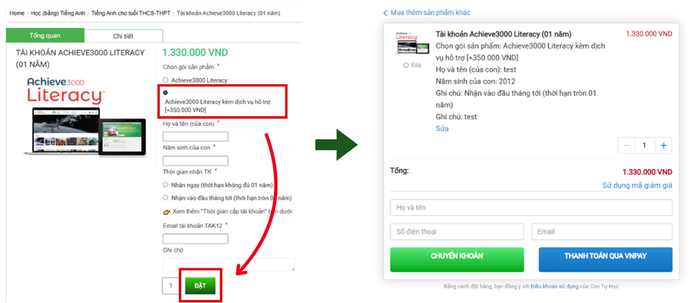 Làm sao để đăng ký dịch vụ hỗ trợ học tập Achieve3000 Literacy?